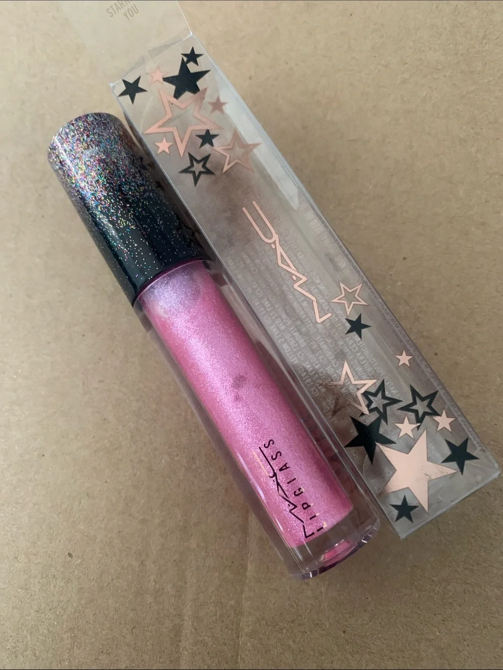 MAC Cosmetics Lipglass Gloss in Shimmery Pink with Glitter Cap